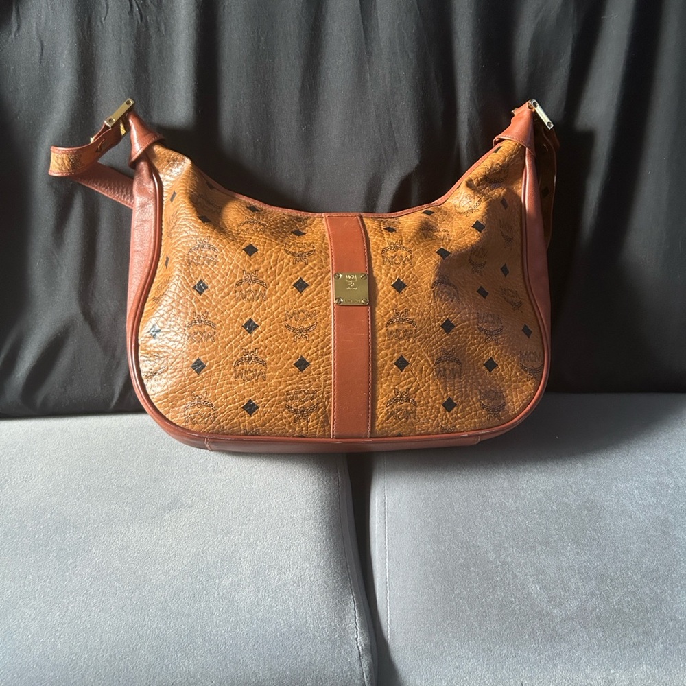 MCM Tan and Brown Hobo Bag
